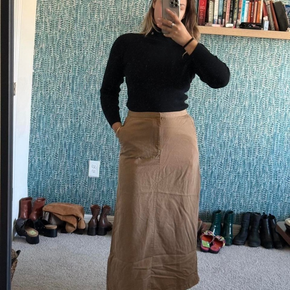 Liz Claiborne 90's Tan Viscose Skirt size medium